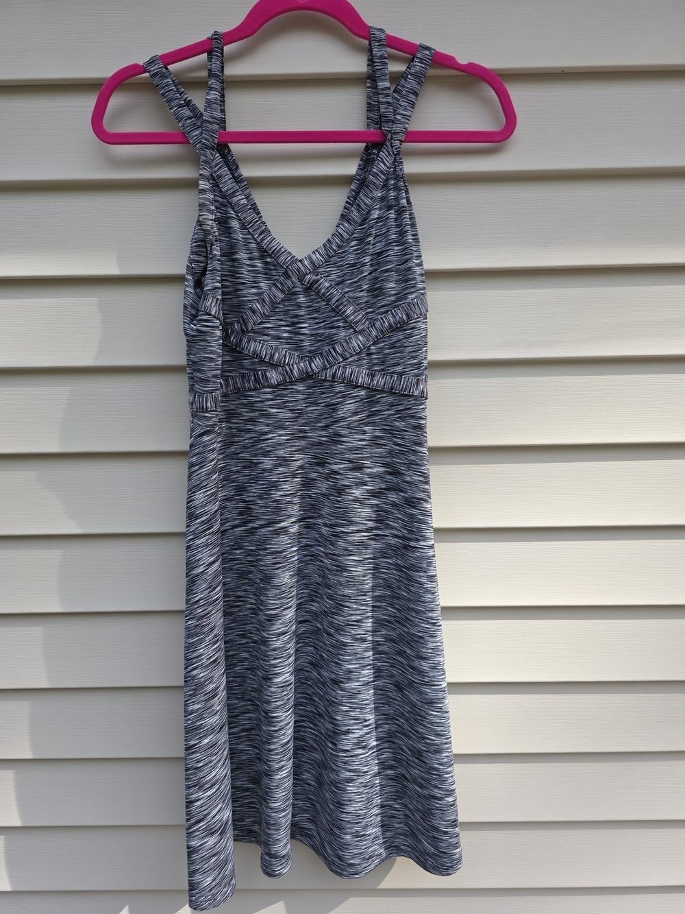 Neesha Sleeveless Grey Space-Dye Fit & Flare Athleisure Dress - M/L
